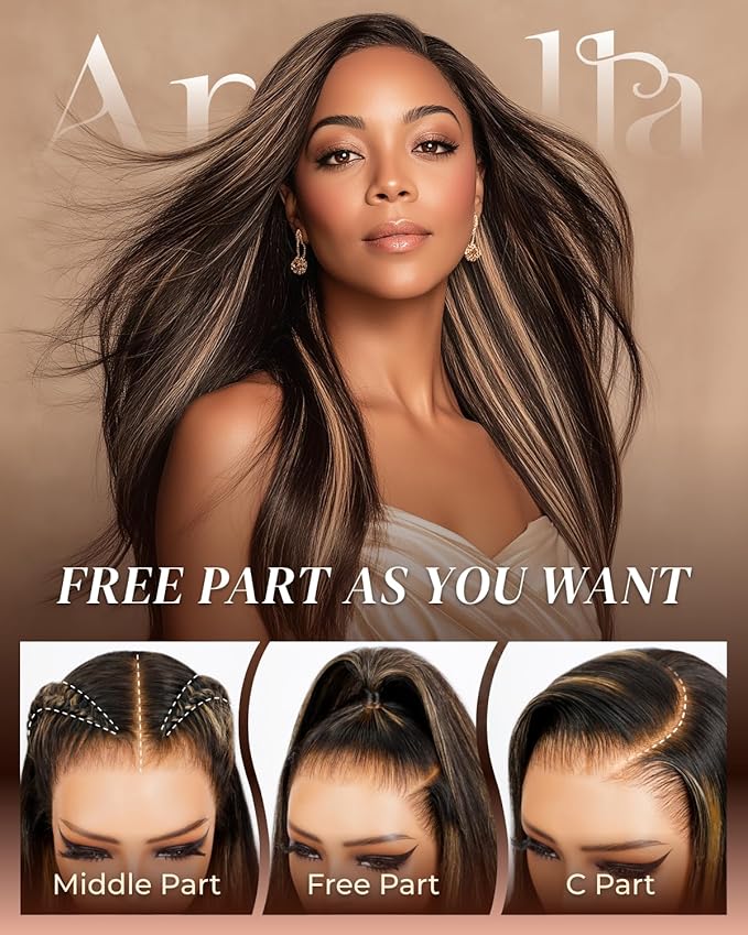 Arabella 13x6 Balayage Wig Human Hair Glueless Wigs Human Hair Pre Plucked Pre Cut 13x6 Ear to Ear Full HD Lace Front Wigs 210% Density 1B/27 Straight Wig Drawstring Wig Human Hair 20 Inch