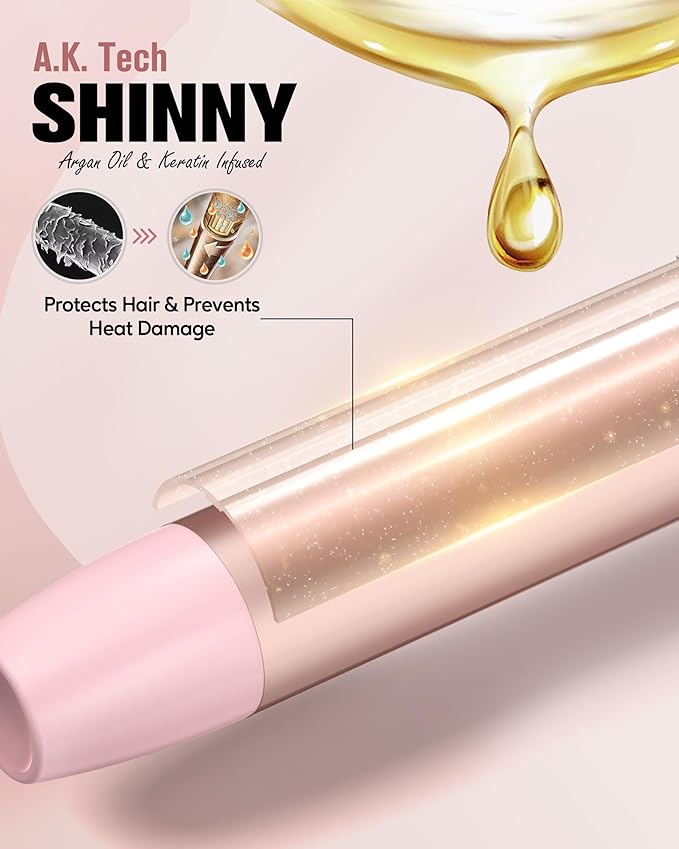 Farery 3-in-1 Interchangeable Automatic Rotating Curling Iron & Thermal Brush Set, 1'' /1.25'' Curling Iron, Automatic Hair Curler with 1.5'' Heating Round Curling Brush, 3 Temps Adjustable 300-410°F