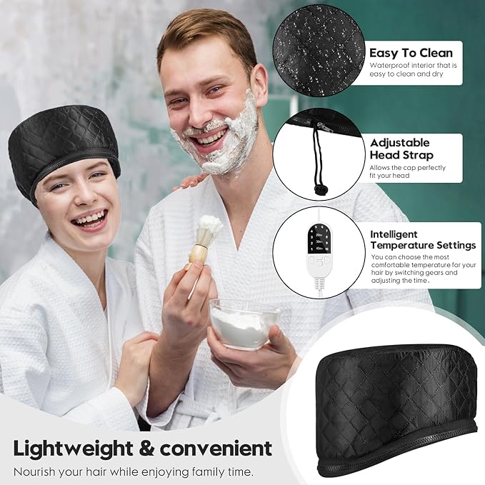 Hair Steamer for Deep Conditioning, Heat Cap for Natural Hair Home use Thermal Steamer 10 Level Heats Up Quickly with Timer Settings Electric Heat Hair Spa Hat