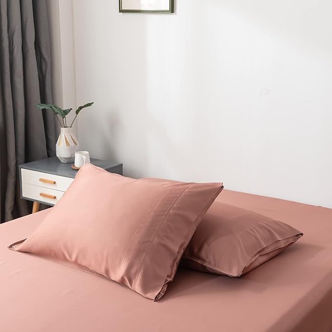 Bella Coterie | Luxury Bamboo Viscose Queen Size Pillowcase Set | 100% Organically Grown | Ultra Soft | Cooling | 2 Pcs [Raisin]