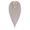 Hairro Human Hair Toppers Free Parted, 3.5x4.7" Base Hand-wovened 100% Real Hairpieces, with Invisible Clips-in for Women, for High Hairline/Adding Volume on Top, 14 Inch Grey