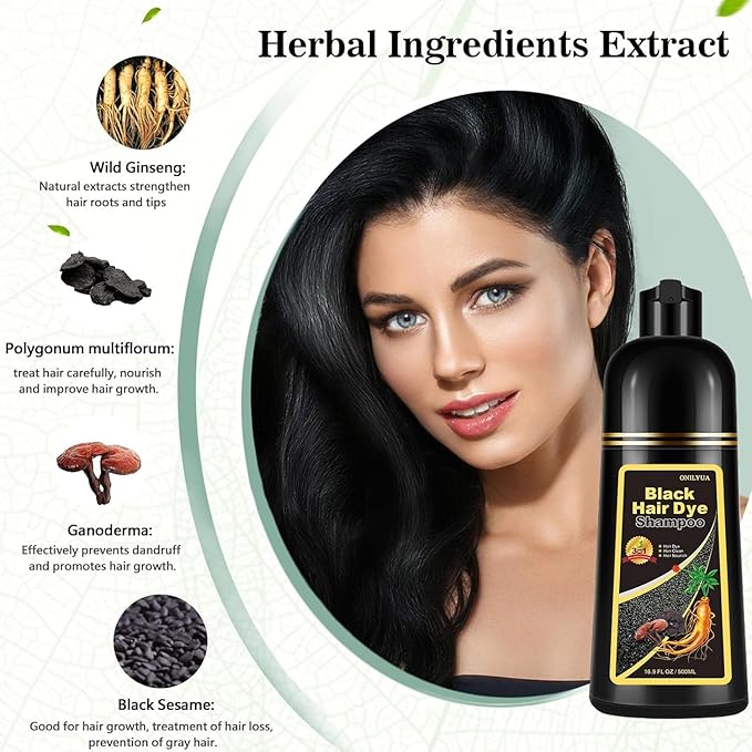 Fvquhvo Natural Instant 3 in 1 Hair Color Dye Shampoo for Gray Hair - Men & Women, Long Lasting Dark Brown
