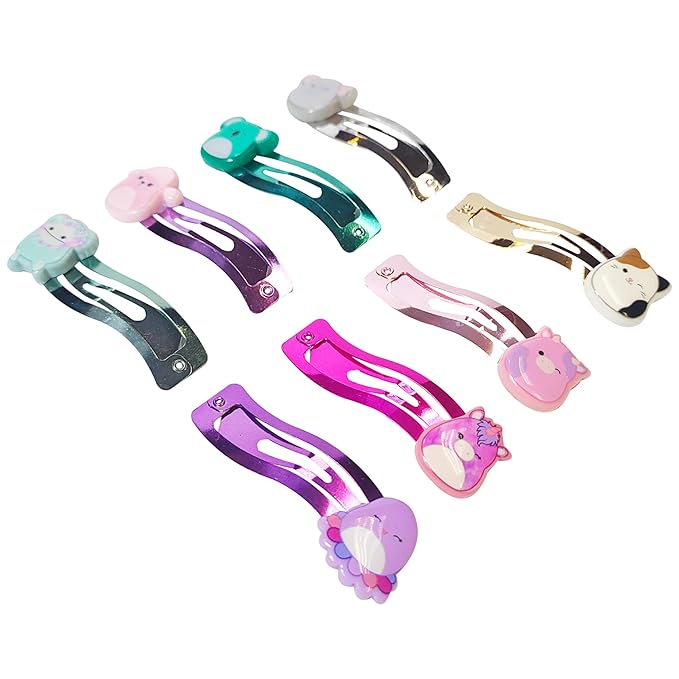 LUV HER Kids Hair Clips for Girls Squishmallows Snap Clips 8 Pack Multi Color Ages 8+