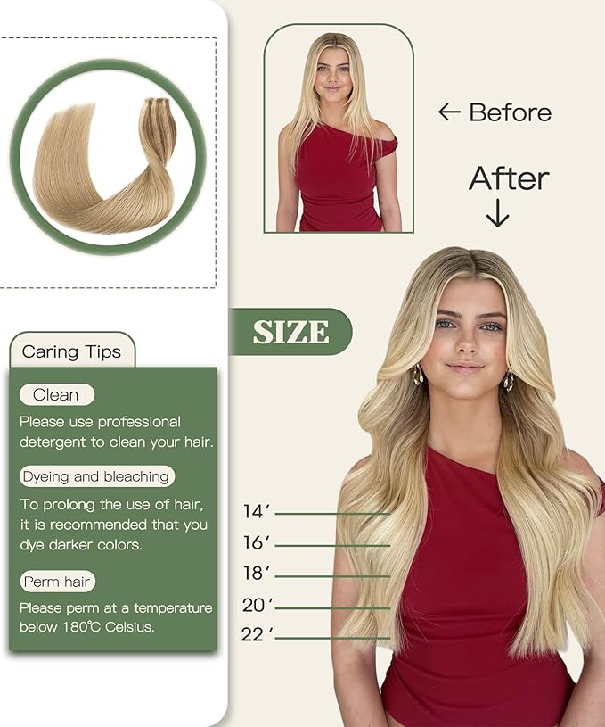 SURNEL Injected Tape in Hair Extensions Golden Brown to Caramel Blonde Seamless Tape in Real Human Hair Invisible Extensions 16Inch 20pcs/pack 35g(#102727,16)