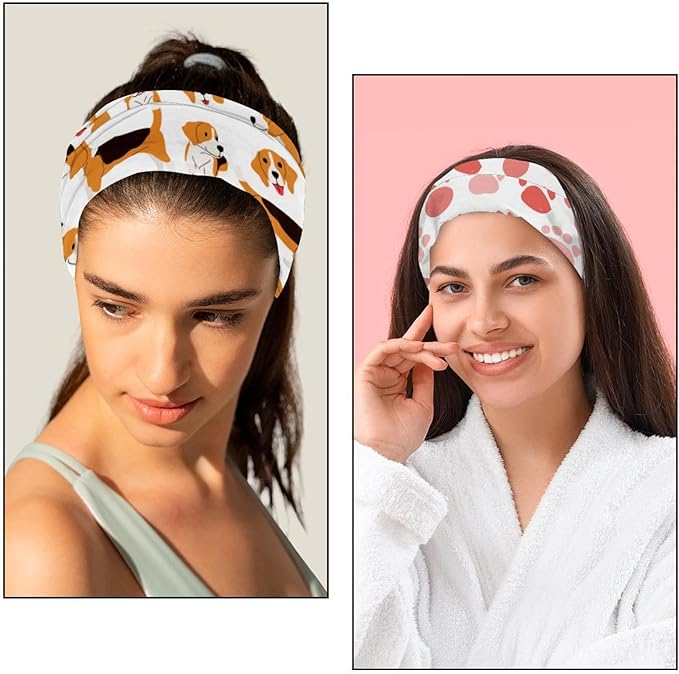 6 Pcs Stretchy Headbands for Women, Absorbed Sport Headband Soft Twist Knotted Headbands for Daily Life Yoga Workout, Dogs Collection Multi Animal