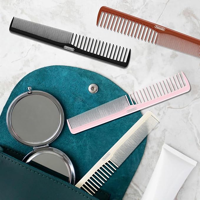 Combs Set, Classic Hair Comb, Fine and Wide Teeth, For Hairdressing, Grooming, Detangling, Sectioning, Teasing, For Women and Men, 7 Inches, 4 Colors and 8 Pieces