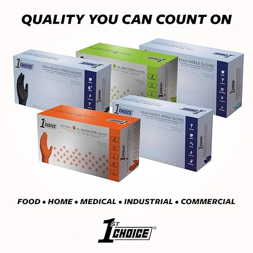 1st Choice Nitrile Disposable Gloves, 3 Mil Indigo Nitrile Gloves, Disposable Latex Free Exam Grade Large Gloves, Box of 100