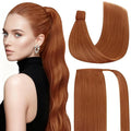 Ve Sunny Hair Extensions Ponytail Real Human Hair Wrap Around Clip in Ponytail Hair Extensions Straight Extensions Human Hair for Women Copper 18inch 80G