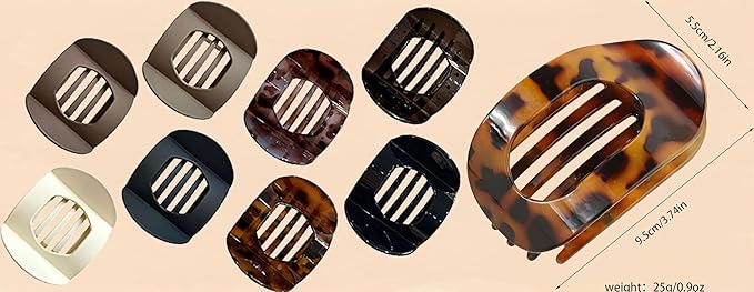 Dodorado Flat Hair Clips,Suerteyay/Hailoyearn Simple Refined Hair Clip, Sturdy Keep No Slip Large Claw Clips,Volume Flat Top Round Clip for Thick or Thin Hair (4p)