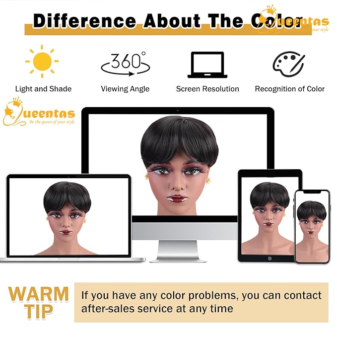 QUEENTAS Black Short Hair Toppers for Women with Thinning Hair 360°3D Cover with 5 Clips Hair Pieces Wispy Bangs 6"*6" Large Coverage Men's Toupee(Black/1B)