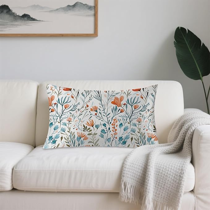 Satin Pillowcase 1 Pack-Watercolor Flowers Small Floral Silky Pillow Cover for Hair and Skin,King Size 20x36 Inch Soft Cooling Printed Pillow Cases with Hidden Zipper,Gifts for Women Men