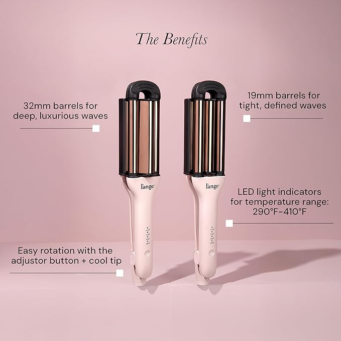 L'ANGE Hair VersaWaver Adjustable Titanium Waver | Pick 19mm or 32mm Waves with 1 Tool | Titanium 3-Barrel Waving Tool | Cool Tip Also Rotates Barrel to Change Wave Lengths (Black)