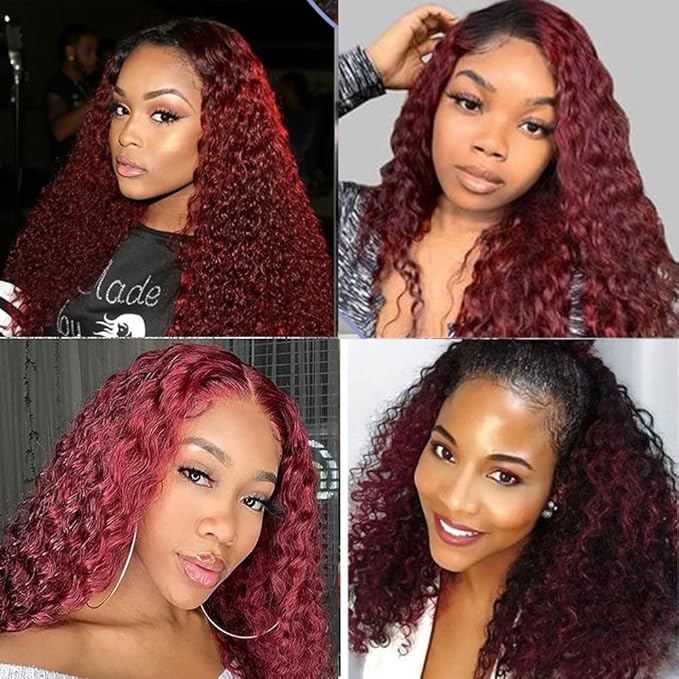 Burgundy Bundles Human Hair 99j Deep Wave Bundle 18 20 22 Inch Brazilian Virgin Remy Hair Extensions Niegmeag 2 Tone Black and Red Deep Wave Bundles Double Weft Hair Weave 300g