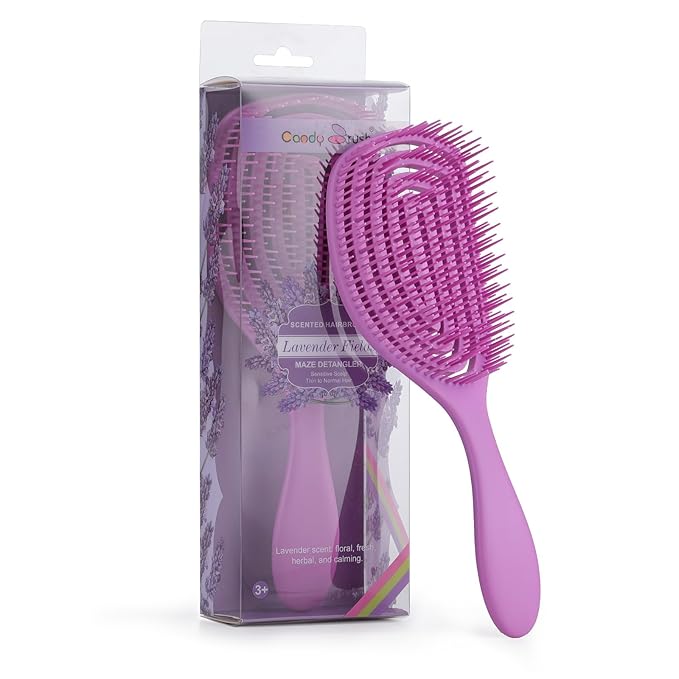 Candy Brush Scented Detangling Hair Brush for Wet or Dry Hair, Professional Vented Brush for Thick, Coarse & Curly Hair for Women and Girl. Eliminates Knots & Scalp Massage, Idea Gift