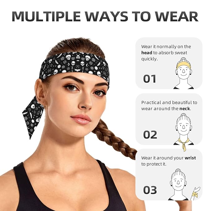 Men's Women Goth Raven Crow Skull Moon Star Gothic Witch Magic Spirit Board Sports Sweatband Multi Style Lovely Head Ribbon Headdress for Running Fitness Spa