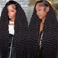 38 Inch Deep Wave Lace Front Wigs Human Hair 13x6 HD Lace Frontal Wigs for Women 200% Density Deep Curly Human Hair Wigs Pre Plucked with Baby Hair Glueless Wigs Natural Color