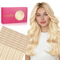 WENNALIFE Tape in Hair Extensions Human Hair, 40pcs 100g 16 inch Balayage Light Wheat Platinum Blonde Hair Extensions Real Human Hair Straight Tape in Extensions Invisible Human Hair Extensions Reusab