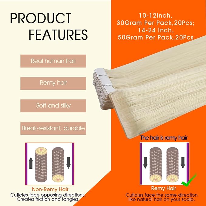 Full Shine Long Injection Tape in Hair Extensions Human Hair Color 60 Blonde Insert Tape Extensions 22Inch Injected 50Gram Machine Remy Seamless Invisible 20Pcs for Party Add Length