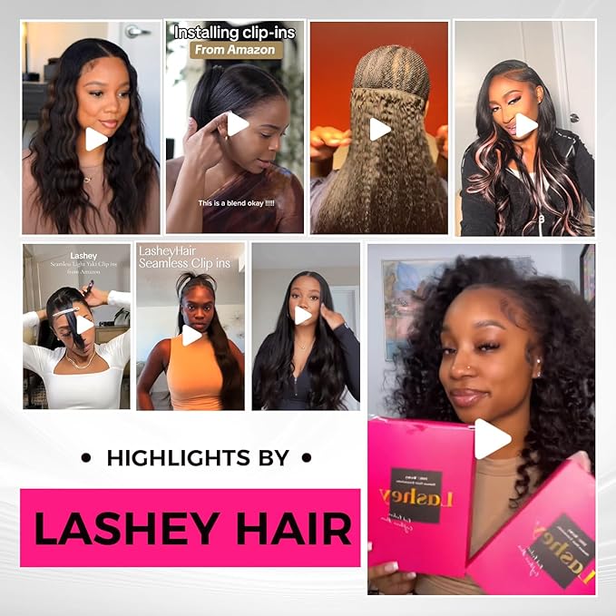 Lashey Seamless Clip in Hair Extensions 20 Inch 110g 7pcs Light Yaki Straight Clip in Hair Extension Human Hair Natural Black Extensions Remy Hair Extensions Clip ins Human Hair