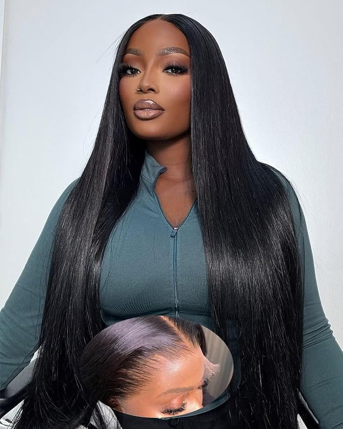 9x6 SKINLIKE Real HD Lace Closure Wig, Straight 180% Density 0.10mm Ultra-thin Swiss Lace Pre-plucked Bleached Small Knots With Baby Hair Glueless Wigs Human Hair 20 Inch