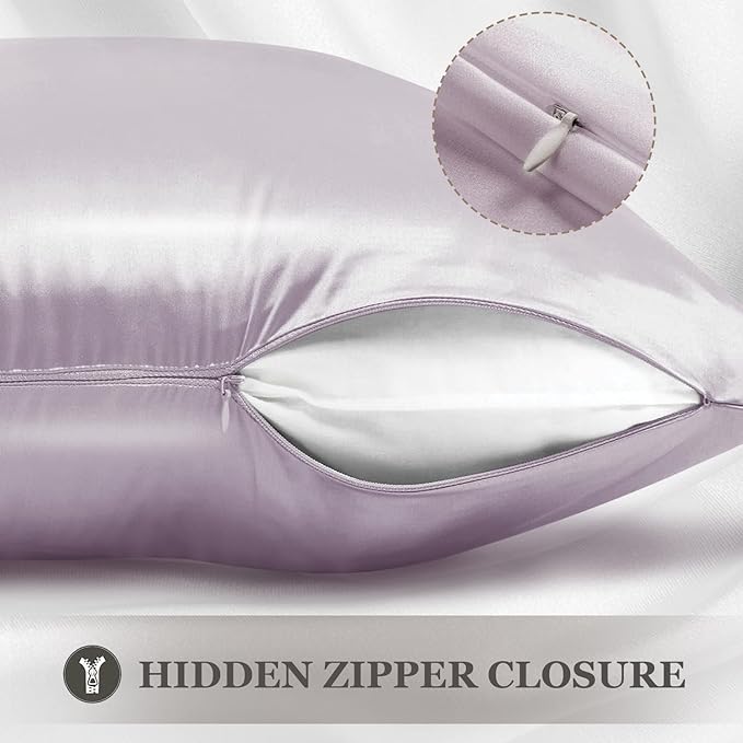 Adubor 100% Silk Pillowcase - Mulberry Silk Pillow Cases, 23 Momme 6A Grade Fibers, Silk Pillow Case for Hair and Skin Health, with Hidden Zipper (Queen 20''x30'', Grayish Purple, 1PC)