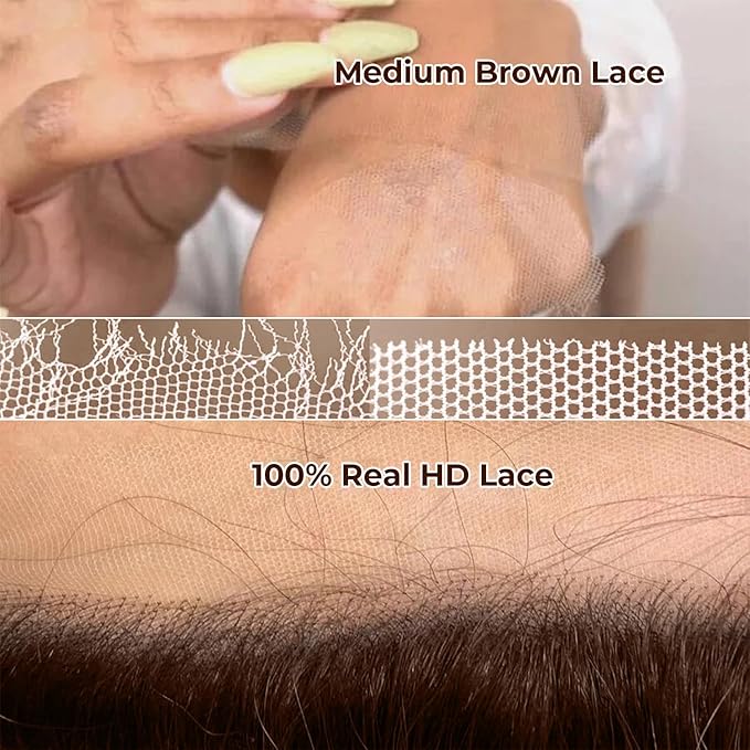 250 Density 13x6 FULL Real SKINLIKE HD lace front wigs Human Hair Chocolate Brown Pre Plucked 0.10mm Ultra-thin Invisible HD Lace Front Wigs Human Hair Small Knots Body Wave Full Virgin Hair 30 Inch