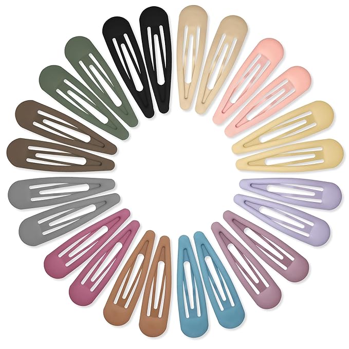24 PCS 2.36 In Metal Snap Hair Barrettes For Women Water Drop Shape Hair Clips For Thick Thin Fine Hair,Matte Multiple Colors
