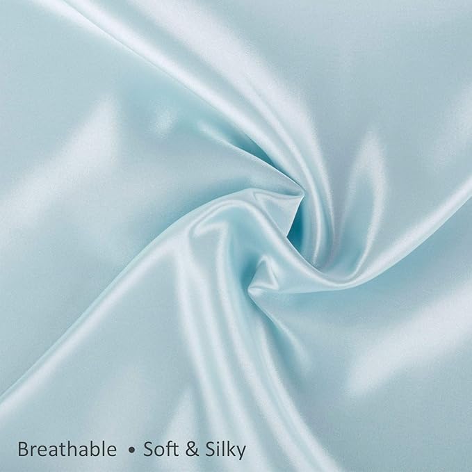 BLISSFORD Satin Pillowcase with Zipper, for Hair and Skin Care, Feels Soft and Cool Like a Silk Pillowcase, Satin Pillow Cases 2 Pack, Slik Pillow Cover, Baby Blue - Standard Size, Set of 2