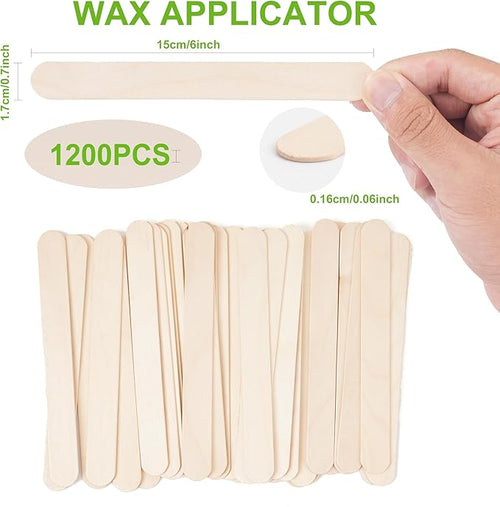 1200 Pieces Large Wooden Wax Sticks, 6-Inch Wood Waxing Sticks Wax Spatulas Applicator, Wood Craft Sticks for Body Hair Removal, Tongue Depressors, Popsicle Sticks