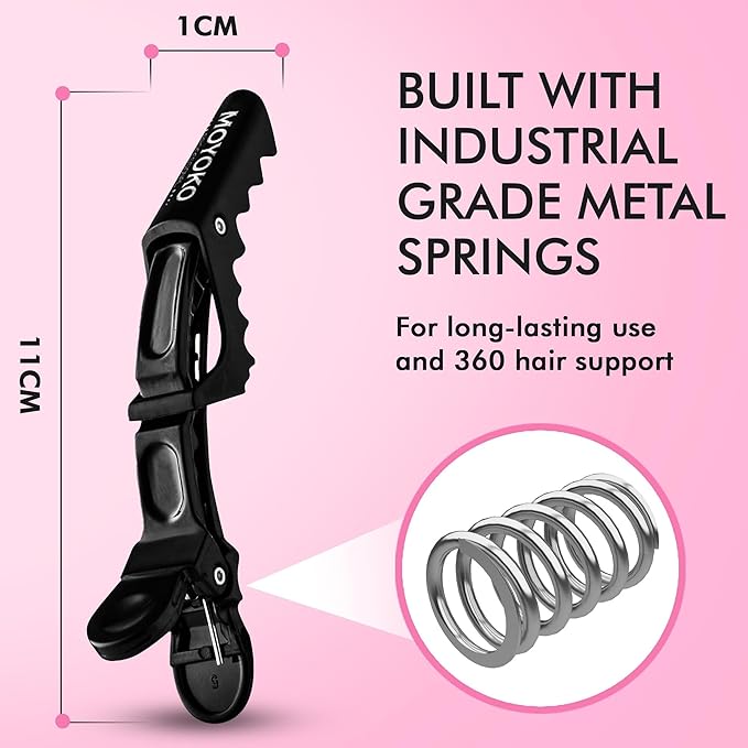 4 Pro Clips - Hair Clips for Styling, Sectioning, All Hair Types - Salon Accessories for Hair Stylists - Makeup Clips for Makeup Application - Black