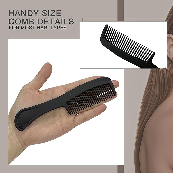 Bulk Hair Combs, Combs Individually Wrapped, Hair Combs in Bulk for Women, Kids, Hotel, Airbnb, Shelter, Homeless, Charity, and Church (Black) (5.9 inches, 30, Count)