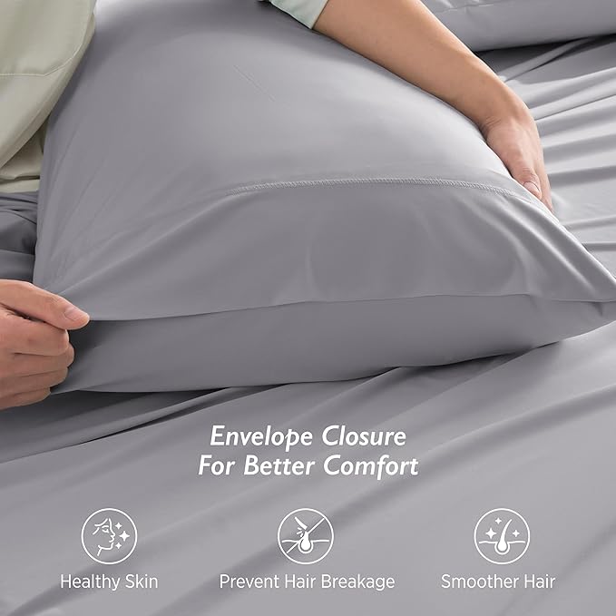 Breescape Cooling Pillow Cases King Size - BlendTek™ Dry & Cool Technology for Hot Sleepers and Night Sweats, 2 Pack Ultra Soft & Smooth Pillowcases for Hair & Skin Care, 20" x 36", Misty Gray