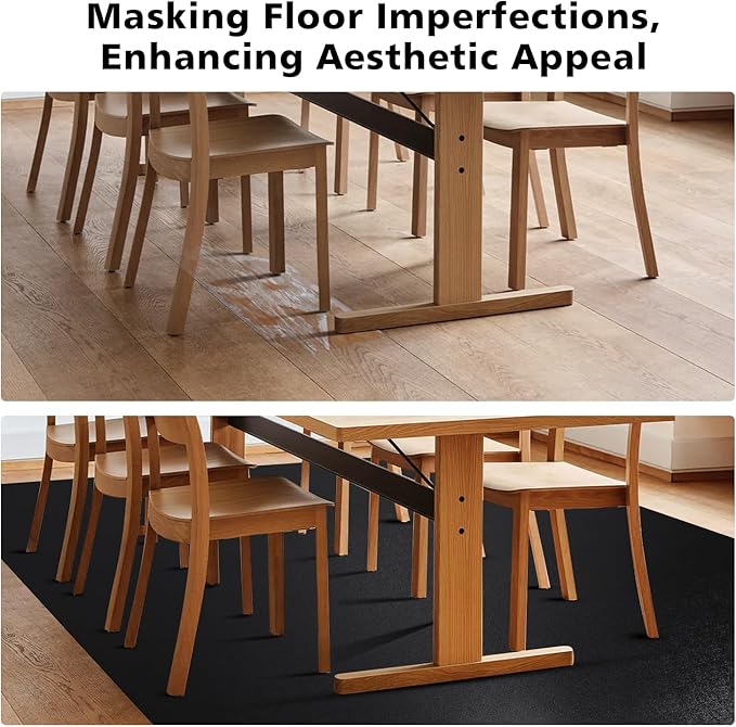 Vinyl Floor Mat for Home，5'×7' Black Waterproof Area Mat for Under Dining Room Table, Sturdy Plastic Rug Protector for Kitchen, Living Room, Yard, Garage, Large Baby Play Mat