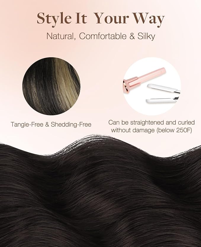 GOO GOO Invisi Edge Tape in Hair Extensions Human Hair, 1B/19/1B Natural Black to Light Blonde, 20pcs 20inch 50g, Virgin Remy Hair, Seamless Injected Tape, Natural Look