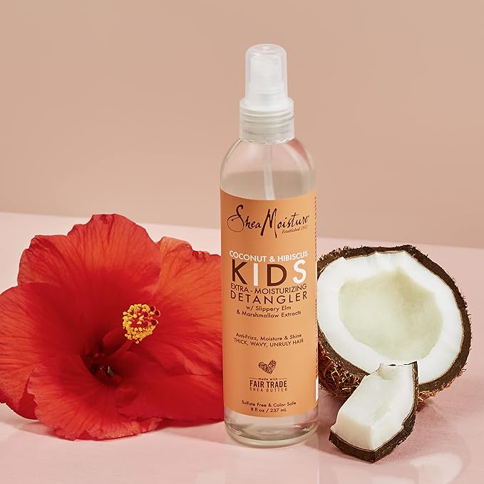 SheaMoisture Detangler Conditioner, 8 oz, Pack of 2 | Kids | Curly Hair | Coconut and Hibiscus | Extra Moisturizing