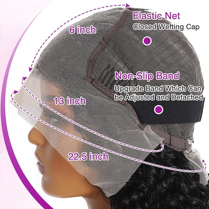 Deep Curly Wig Human Hair 13x6 Deep Wave HD Lace Frontal Wigs for Black Women Human Hair Pre Plucked 210% Density Glueless Wet and Wavy Curly Wig 32Inch