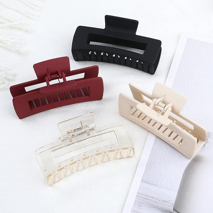 4.1 Inch Large Hair Accessories - 12 Pcs Big Square Jaw Clips for Thick Hair, Jumbo Bulk Clips for Women and Girls