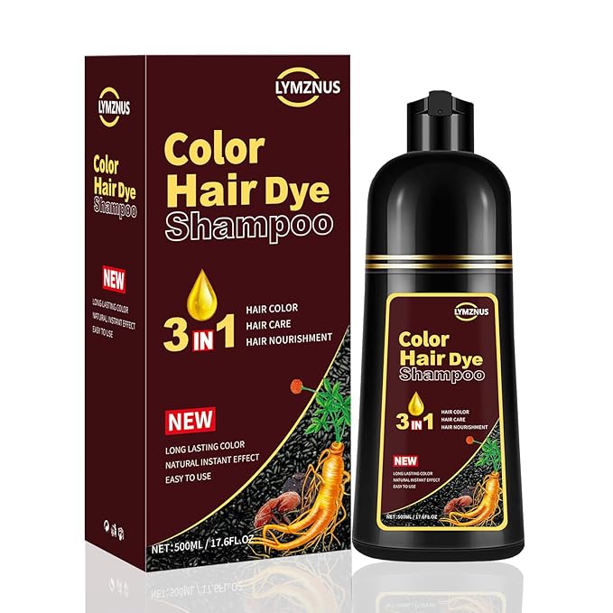 Dark Wine Red Hair Dye Shampoo 3 in 1 for Gray Coverage, Long-Lasting Hair Color Shampoo for Women & Men, Champu Para Canas Mujer Easy to Use At Home 500ML