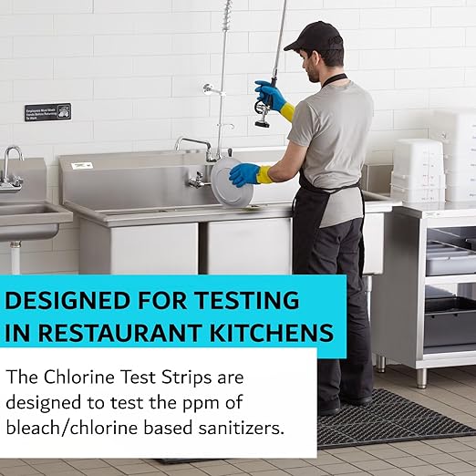 Chlorine Test Strips for Restaurants & Food Services, 20 x Vial of 100 Chlorine Sanitizer Testing Kits, Bleach Test Strip, 0-200PPM Testing Kit Sanitizing Solution for Kitchen & Bar by FryOilSaver Co.