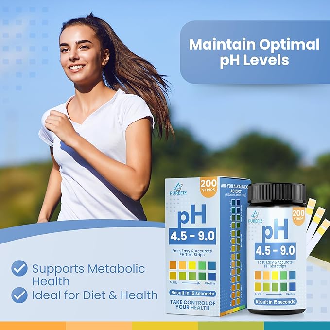 pH Test Strips for Urine & Saliva – 200 Easy-to-Use Strips for Fast, Accurate pH Testing at Home, Get Clear Acid-Alkaline Balance Results in Seconds, Perfect for Tracking Your Body's pH, 4.5-9.0 Range