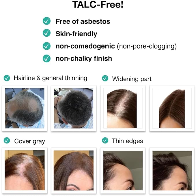 Caboki 10X Volumizing Hair Powder for Thinning Hair: Root Touch Up, Fill in Hairline & Edges, Cover Bald Spots and Gray For Men and Women. TALC-Free,Dark Brown