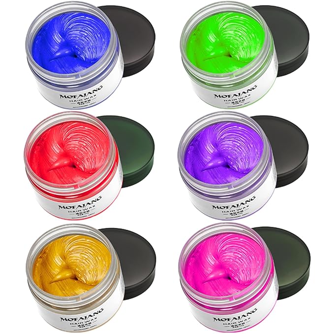 Temporary Hair Color Chalk, Hair Wax Color For Gifts, Birthday,Party, Cosplay DIY, Halloween, Christmas (6, Red Pink Gold Blue Green Purple)