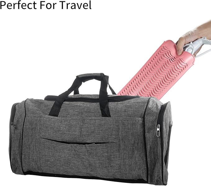Silicone Heat Resistant Travel Pouch for Hot Hair Styling Tools - Straightener, Crimping Iron, Curling Wand, Flat Iron, and Waving Iron (Light Pink) 1 Pack