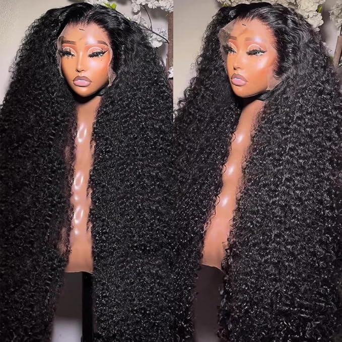 250 Density Deep Wave Lace Front Wigs Human Hair 13x6 HD Lace Front Wigs Human Hair Pre Plucked Glueless Deep Wave Wig Natural Color Deep Curly Wig for Women