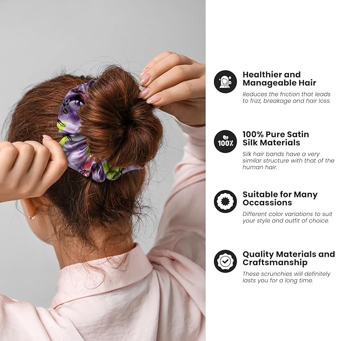cute design scrunchies for all hair type elastic hair band great for ponytails XL srcunchies set these soft hair ties is great for every occasion (hearts)
