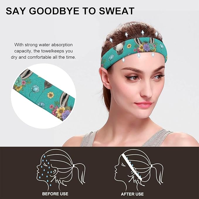 Headband Donkey Animals Elastic Sweatband for Women Men