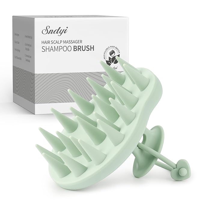 Sndyi Silicone Scalp Massager Hair Growth, Scalp Scrubber with Soft Silicone Bristles, Scalp Exfoliator for Dandruff Removal, Large Size Shampoo Brush, Wet Dry Scalp Brush for Long Thick Curly Hair