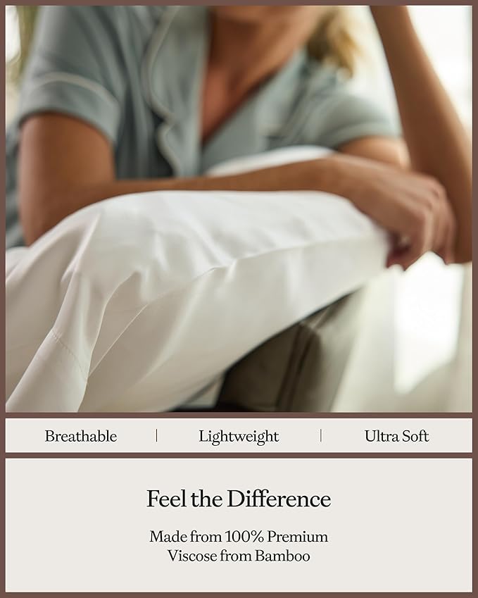 Cozy Earth King Pillowcases Set of 2 - Made of 100% Viscose from Bamboo, Ultra-Soft & Luxury, Woven from Naturally Breathable & Lightweight Fabric - Charcoal