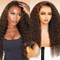 Arabella Chocolate Brown Lace Front Wigs Human Hair 13x6 Deep Wave Lace Front Wigs Human Hair Colored Deep Curly HD Lace Frontal Wigs for Women Pre Plucked with Natural Hairline 26 Inch