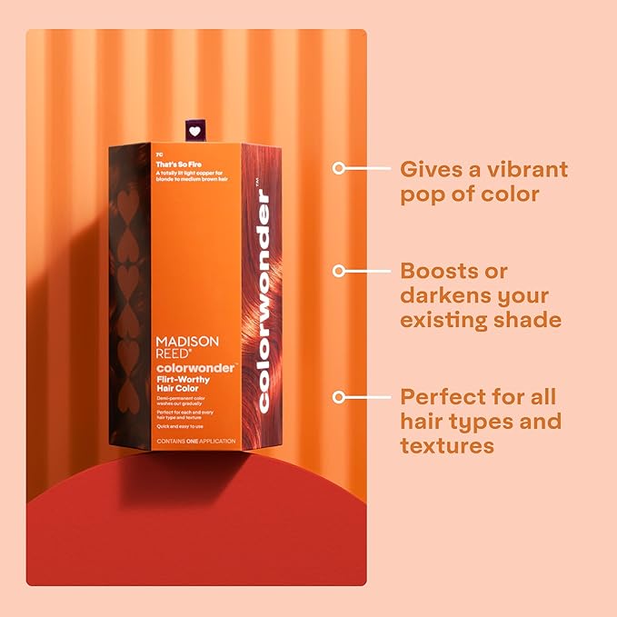 Madison Reed colorwonder Demi-Permanent Hair Color, Effortless At-Home Hair Dye, Ammonia-Free, Cruelty-Free, That's So Fire (7C Light Copper), Pack of 1